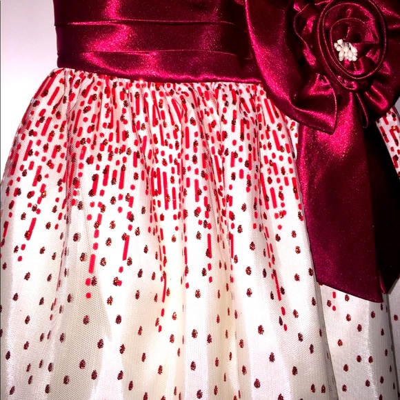 NEW Red Velvet Sparkle White girl Dress - Picture 2 of 3